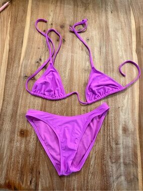 Pink Triangle String Bikini Set